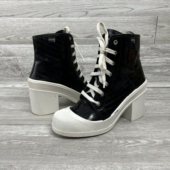 Guess RARE Y2K 1990’s Vintage Spain Made Chunky Black Platform High Top Women 6 - Picture 1 of 10